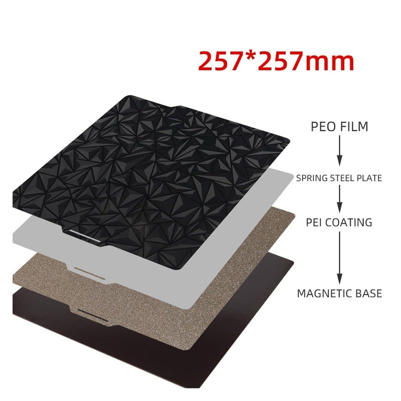 بامبو لاب X1 X1C P1P 257x257 مم لوحة بناء مغناطيسية من الفولاذ الربيعي PEY PEI ناعمة وملمس - Image 4